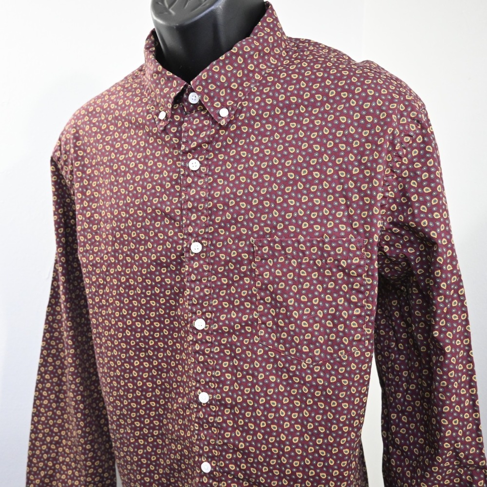 J.CREW Paisley Dress Shirt Slim Untucked Cotton Stretch Long Sleeve Mens Size XL